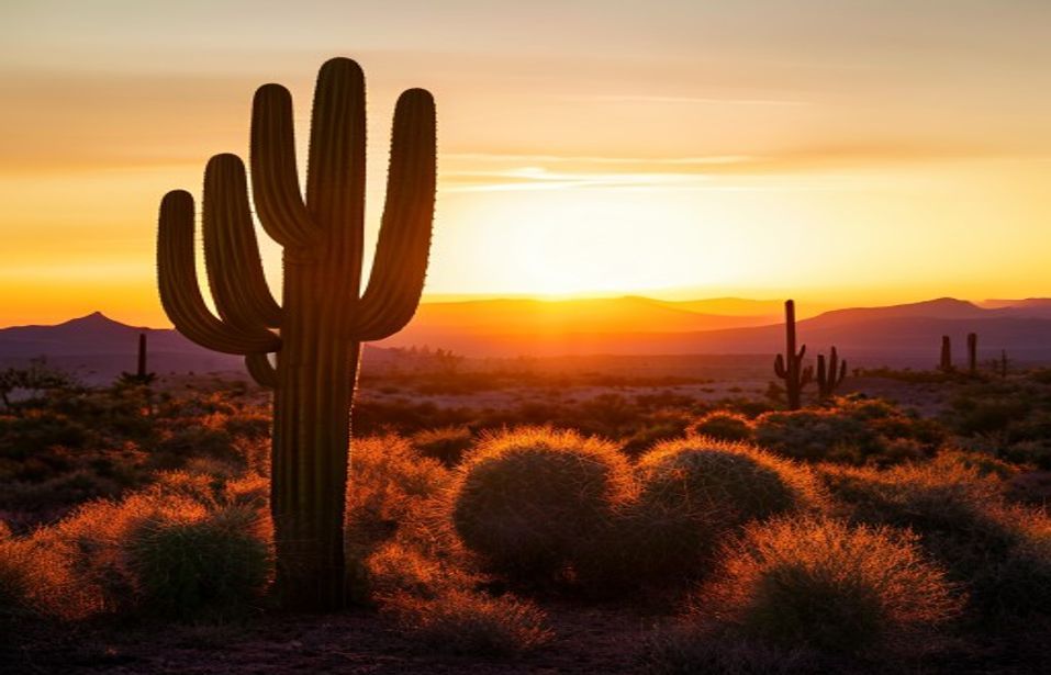 Saguaro silhouette at sunset