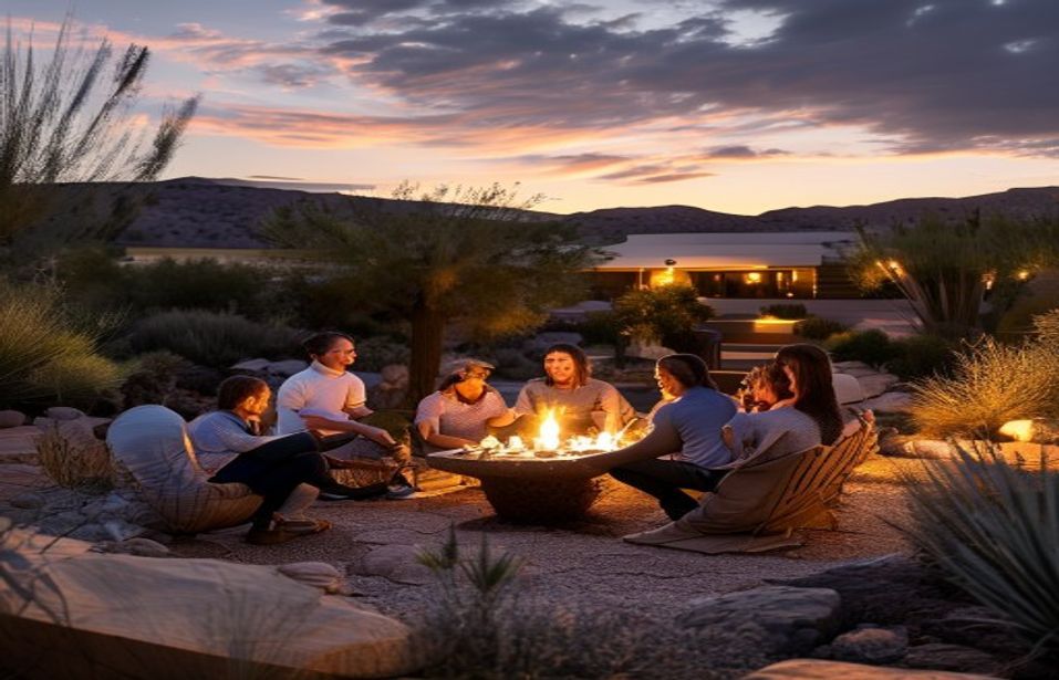 Family enjoying the evening