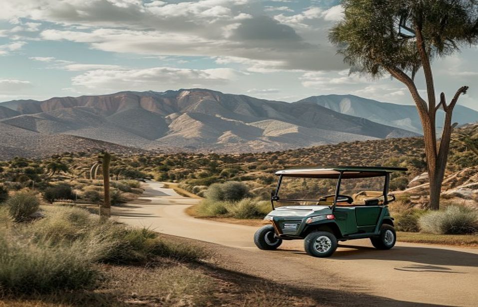 Golf cart on scenic course