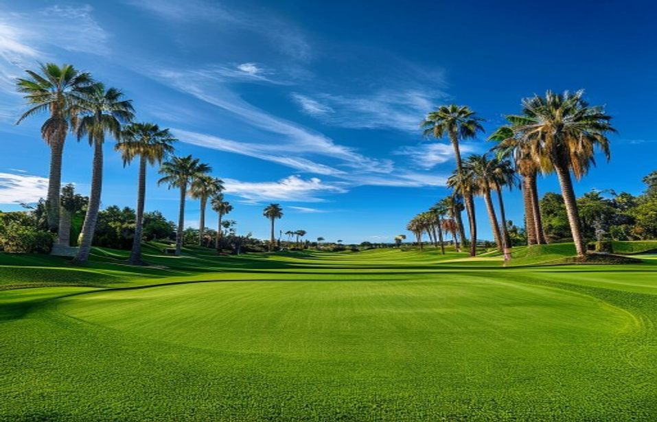 Manicured golf green