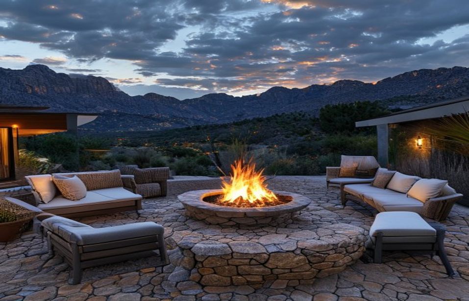 Outdoor patio with fire pit